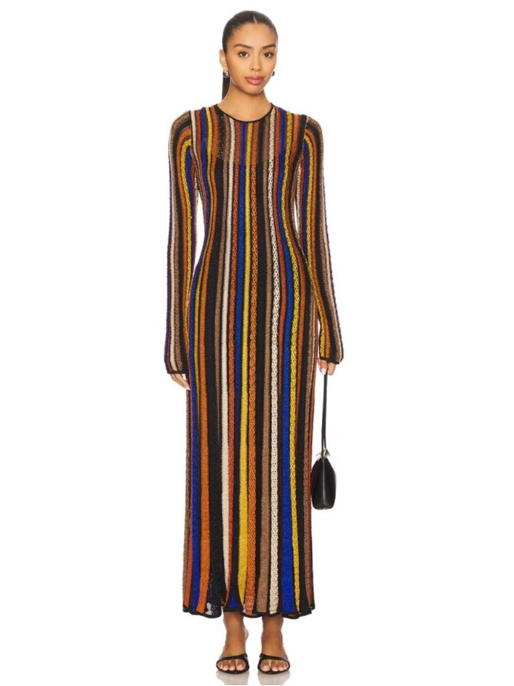 Ulla Johnson Striped Knit Long Sleeve Maxi Dress in Multicolor